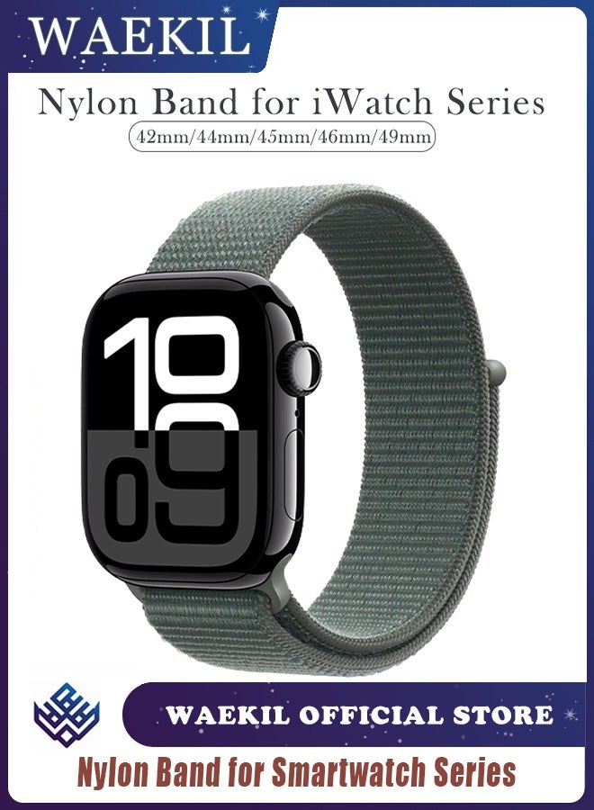 WAEKIL Breathable Nylon Loop Sport Band for Apple Watch 42mm/44mm/45mm/46mm/49mm – Adjustable Lightweight Strap Compatible with iWatch Ultra 2, SE, Series 10/9/8/7, Sweatproof Replacement Band for Men u0026 Women (Sage) - Image 1