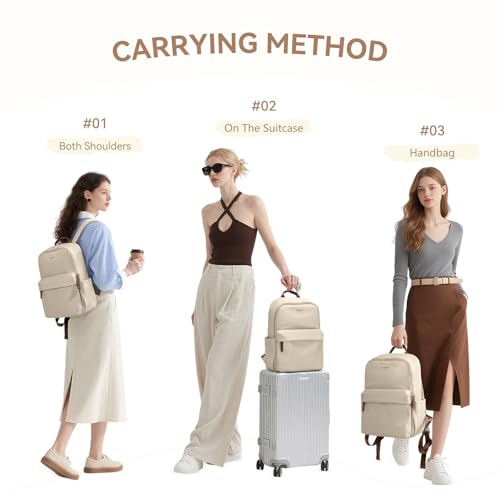 GOLF QUALITY Laptop Backpack for Women Fit 14 Inch Stylish Daypack Notebook Travel Work Commuter Casual Daypack Back pack Purse for Women Travel Business Apricot - Image 3