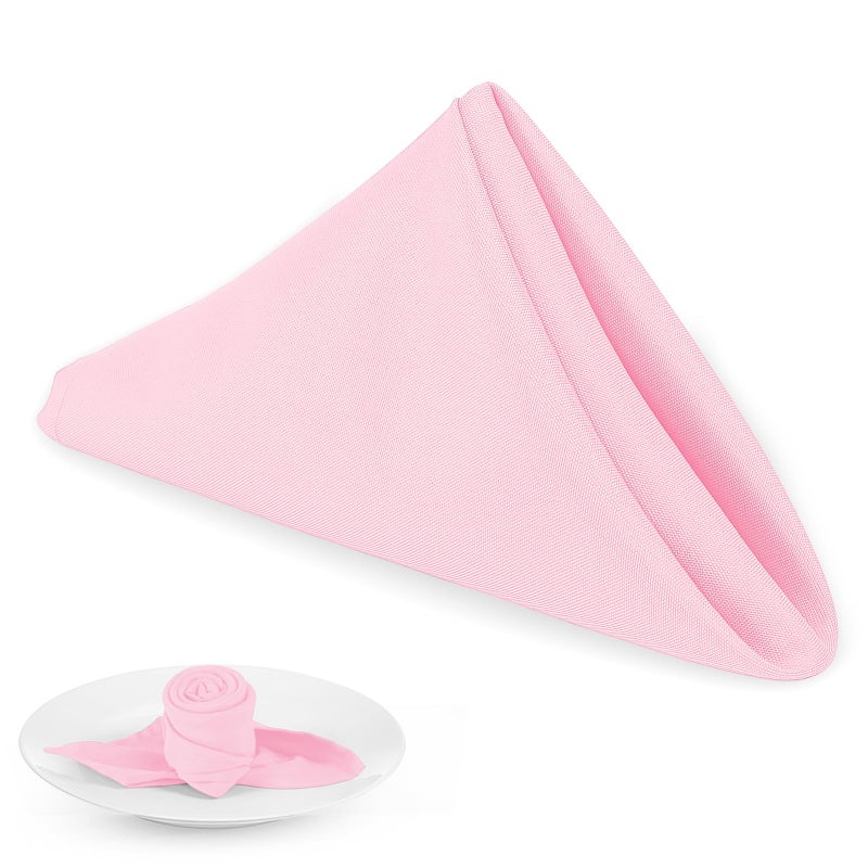 PLOYMONO Pink Heavy Duty Cloth Napkins 17 x 17 Inch Solid Washable Polyester Dinner Napkins Set of 8 Napkins with Hemmed Edges Great for Weddings Parties Spring Mothers Day