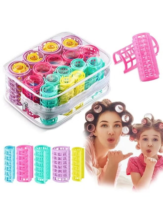 بكرات شعر بلاستيكية سهلة التركيب لتصفيف الشعر للبنات والنساء، بكرات تجعيد الشعر بدون تموجات حرارية - 5 قطع قد يختلف اللون - Image 2