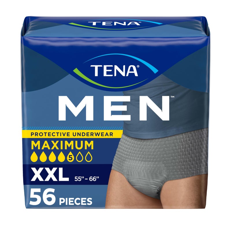 Tena Protective Adult Incontinence Underwear for Men, Maximum, XXLarge, Gray, Disposable, 56 Count (Waist Size 55in-66in) - Image 1