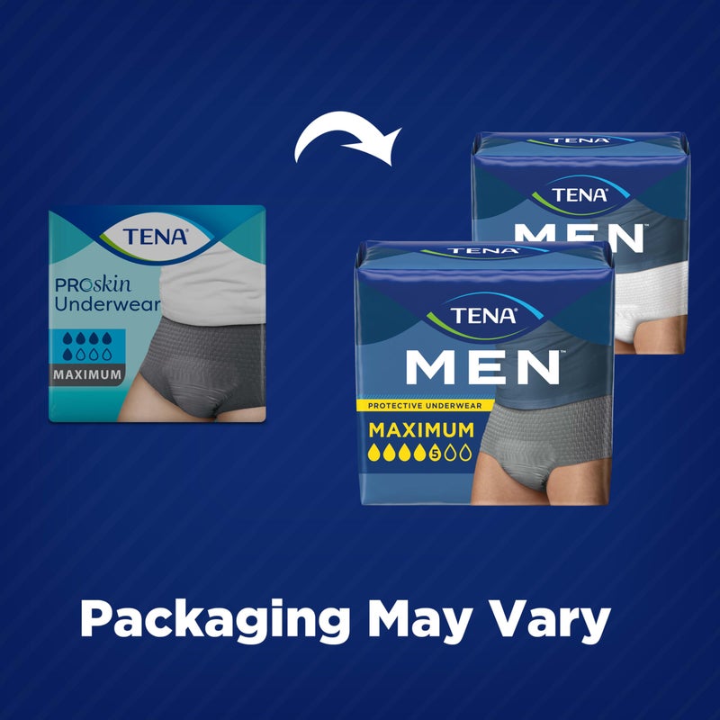 Tena Protective Adult Incontinence Underwear for Men, Maximum, XXLarge, Gray, Disposable, 56 Count (Waist Size 55in-66in) - Image 3