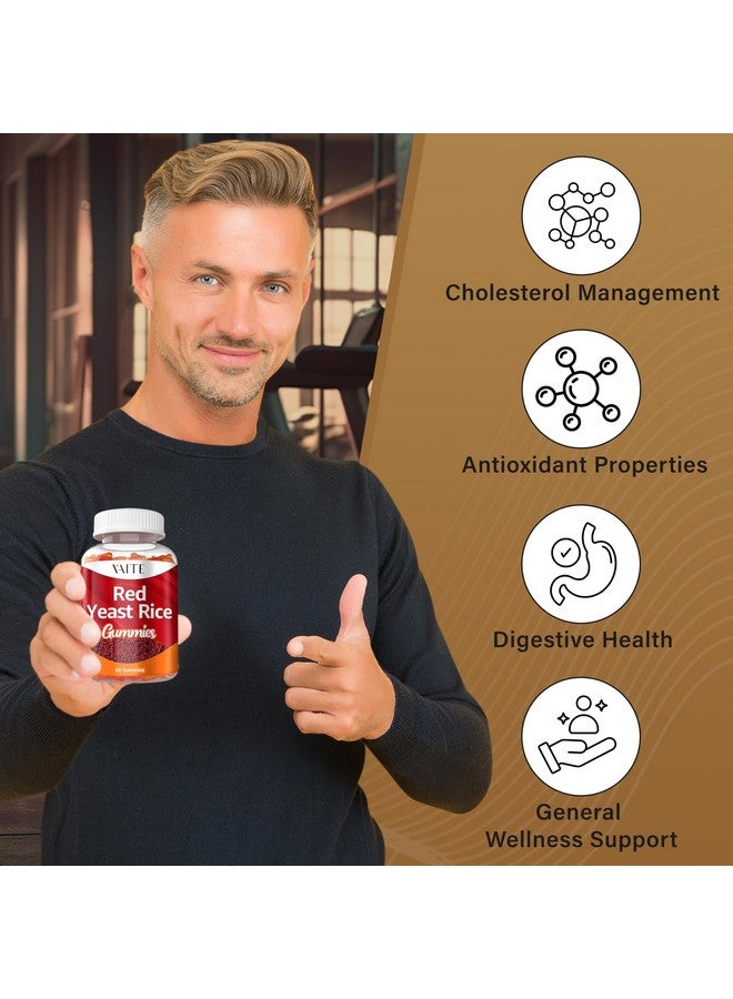 VAITE Red Yeast Rice with CoQ10 Gummies - 1200 mg RYR Synergy Plant-Based Supplement with Coenzyme Q10, Non-GMO, Citrinin-Free, No Artificial Additives, Supports Vitality, Endurance & Energy - 60 Gummies - Image 2