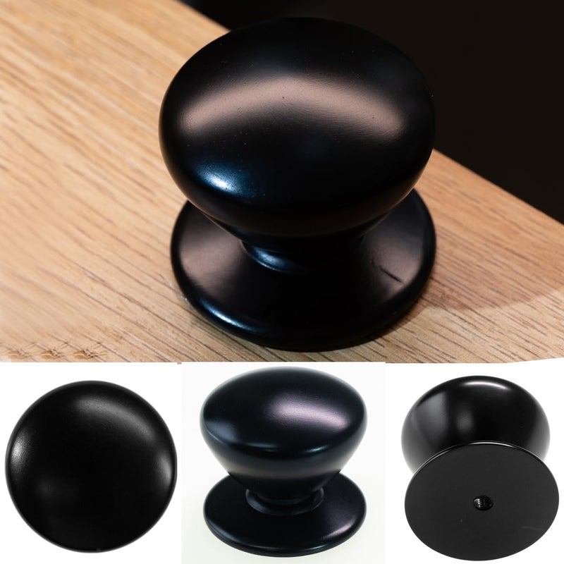 trust4care 2-Pack Extra Large Matt Black Bifold Closet Door Knobs with Wide Base, Heavy Passage Wardrobe Dresser Kitchen Pantry Dummy Pull Doorknobs, 1-3/5" Furniture Drawer Handles - Image 2