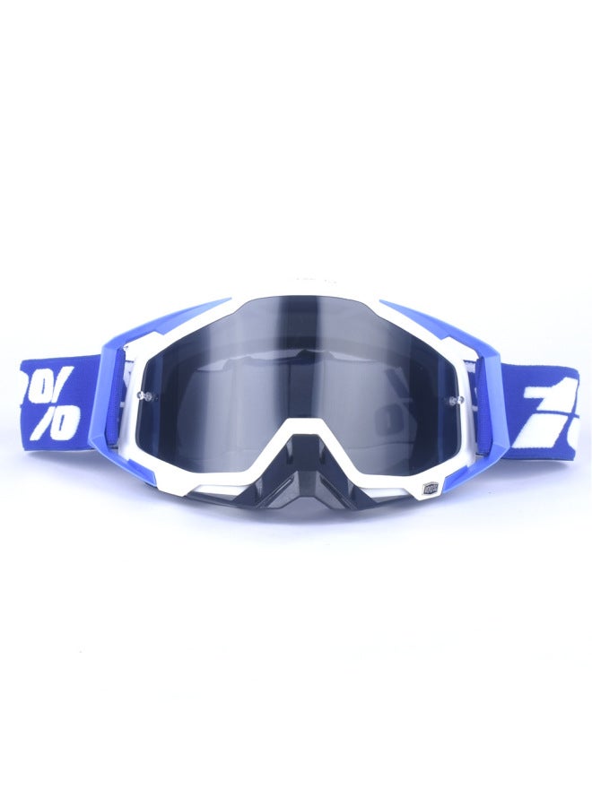 Spot 100 Off-Road Motorcycle Goggles with White Frame, Black Nose and Grey Lens