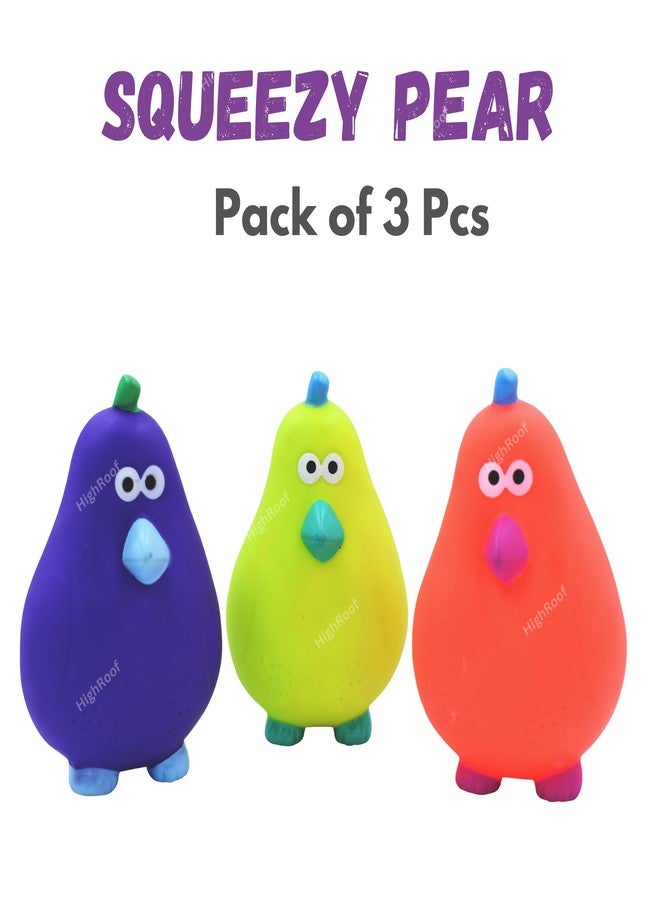 HighRoof Squzzey Pear Shaped Bath Toys Squeaky Floating Fruit Pear Chu Chu Toys for Delightful Toddler Bathing Toys (Pack of 3pc) - Image 2