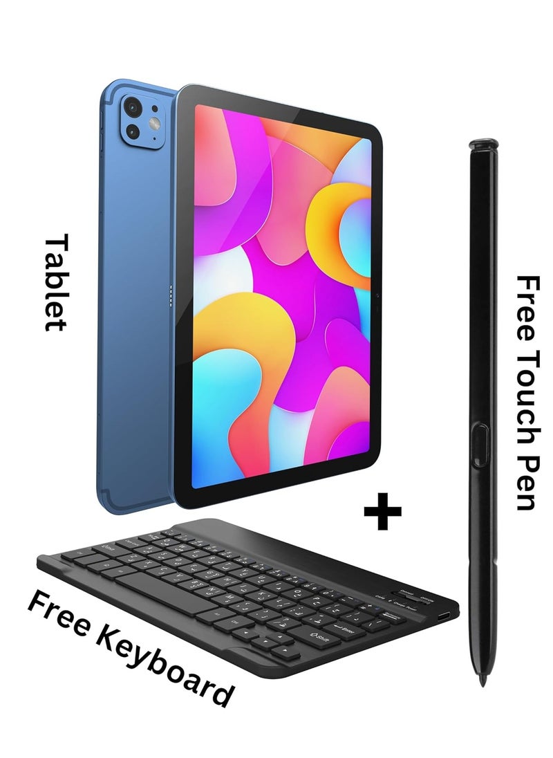 Oteeto - OTEETO TAB 15 Tablet/10.1 Inch/4G SIM/iOS Style Operating System/5G Dual SIM/Octa Core Processor/Included Flip Cover&Keyboard/8GB RAM + 512 GB ROM/Android 13/6000 mAh/8MP Front+13 MP Rear (Blue) - Image 1