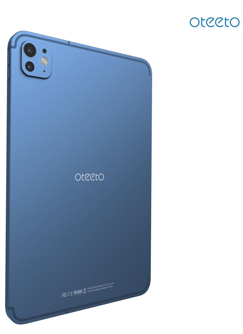 Oteeto - OTEETO TAB 15 Tablet/10.1 Inch/4G SIM/iOS Style Operating System/5G Dual SIM/Octa Core Processor/Included Flip Cover&Keyboard/8GB RAM + 512 GB ROM/Android 13/6000 mAh/8MP Front+13 MP Rear (Blue) - Image 1