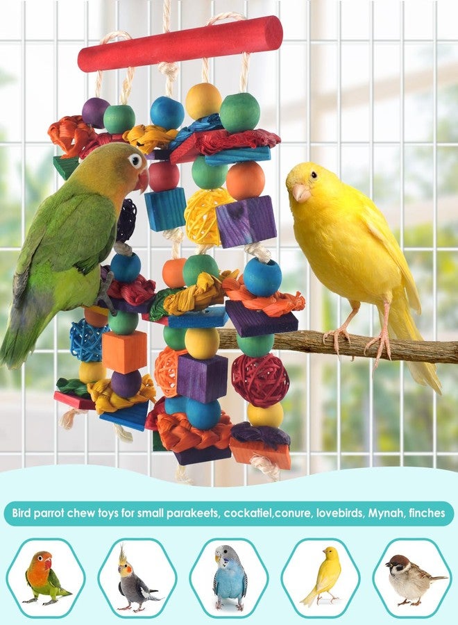 DBNESS Bird Toys, Parakeet Chewing Toy, Multicolored Natural Wooden Blocks Birds Parrot Tearing Toys mit Rattan Wicker Balls, for Medium Small Macaw Cockatoos Budgie Lovebird Cockatiel Conures - Image 5
