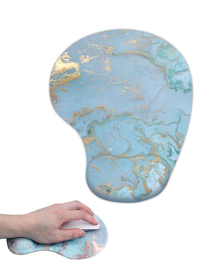 Wrist Rest Mouse Pad, Marbling Memory Foam Mouse Pad for Easy Typing Pain Relief, Anti Slip Silica Gel Bottom Ergonomic Mouse Pad (Blue) - Image 1