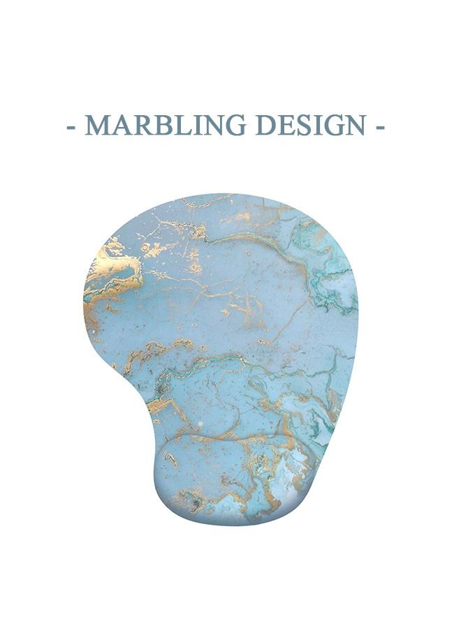 Wrist Rest Mouse Pad, Marbling Memory Foam Mouse Pad for Easy Typing Pain Relief, Anti Slip Silica Gel Bottom Ergonomic Mouse Pad (Blue) - Image 3