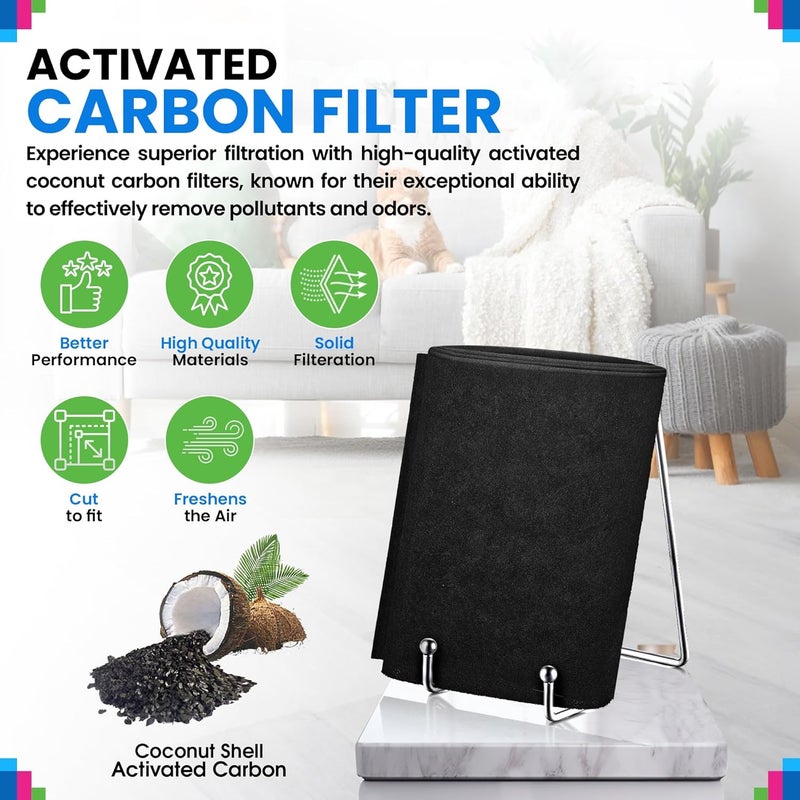 Bagean Cut to Fit Activated Carbon Filter Sheet 16” x 48” - Activated Carbon Air Filter for Air Purifiers Window AC Air Vent And More - Charcoal Filters Effectively Remove Odors & Freshens the Air (2-Pack) - Image 2