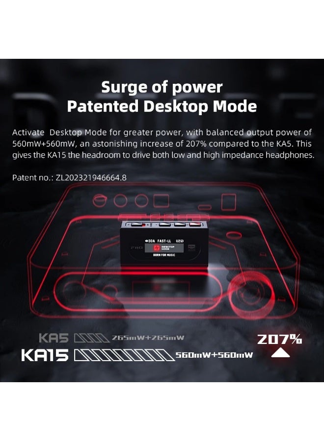 FiiO Ka15 Portable USB DAC Headphone Amplifier Dongle with 3.5mm and 4.4mm Outputs, Black - Image 4