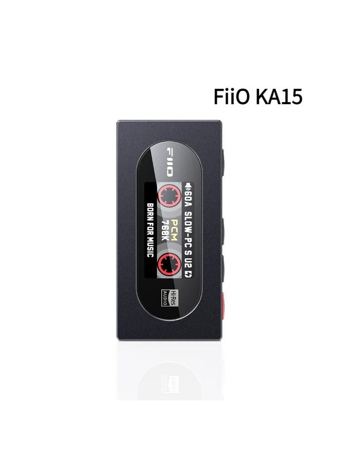 FiiO Ka15 Portable USB DAC Headphone Amplifier Dongle with 3.5mm and 4.4mm Outputs, Black - Image 1