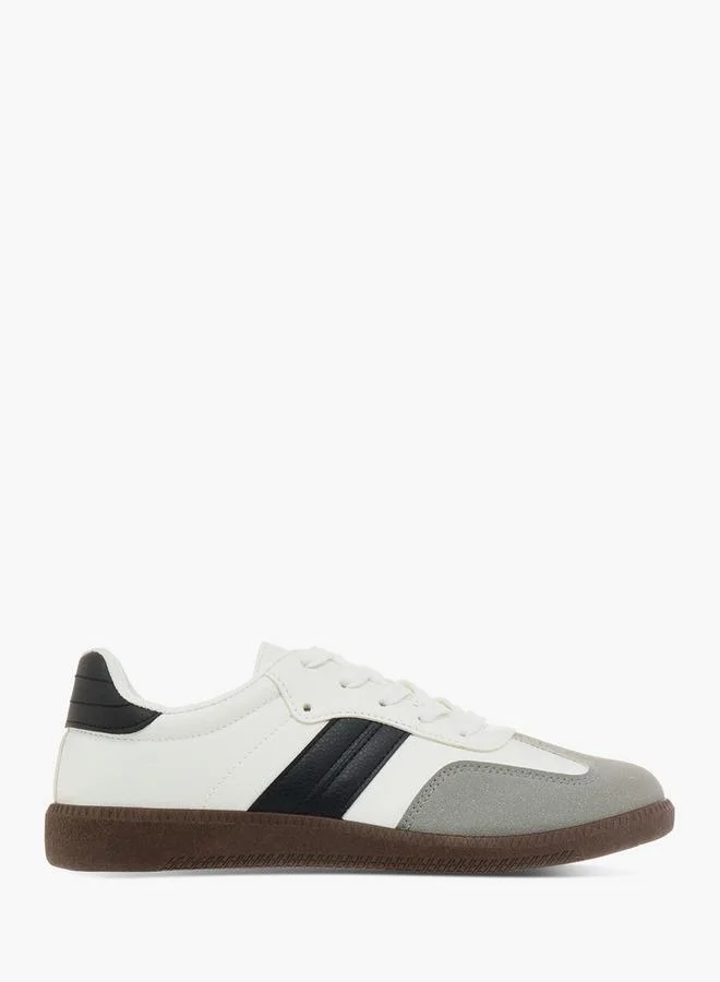 Dash White Panelled Low Ankle Sneakers with Lace-Up Closure for Women | Best Price UAE
