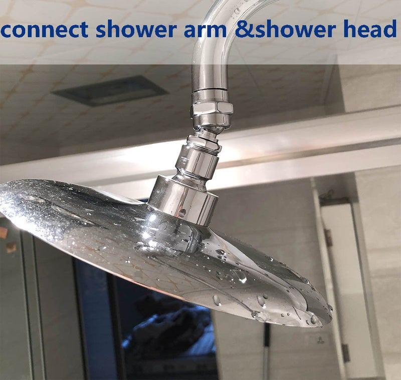 MISSMIN Shower head Swivel adapter,ball joint povit for overhead/handheld shower head,shower arm connection,polished Chrome - Image 2