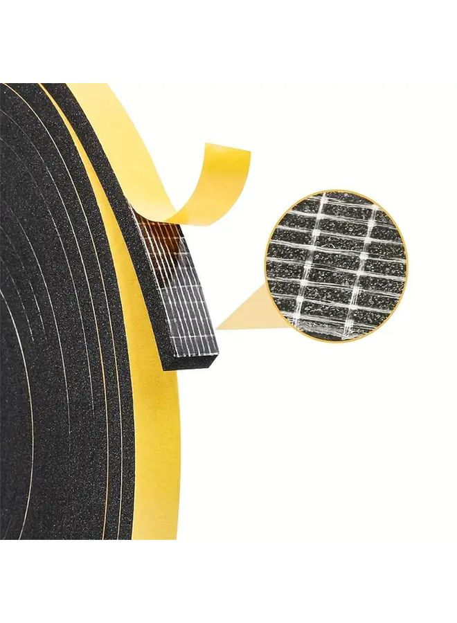 Black Foam Weather Stripping Tape 1.2cm x 0.6cm x 3m Windproof Acoustic Insulation - Image 1