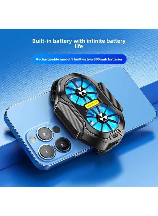 Loquat FS01 Dual Fan Mobile Phone Radiator Hand Travel Heat Dissipation Air-cooled Battery Radiator Back Clip Cooling Artifact-Color:Fs01 Dual Fan Charging Model (600 Mah)  - Image 1