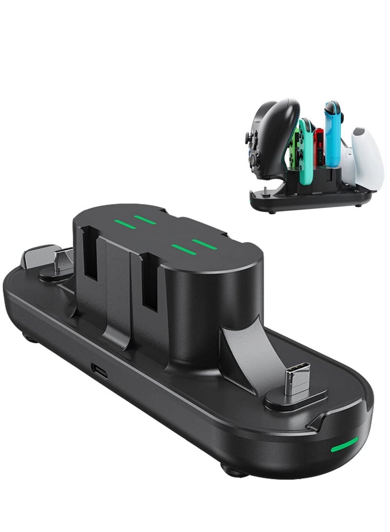 Y&D قاعدة شحن وحدة التحكم متوافقة مع نينتندو سويتش وOLED Model Joycons، شاحن 6 في 1 لأجهزة التحكم Joy-Con وPro PS5 - Image 1