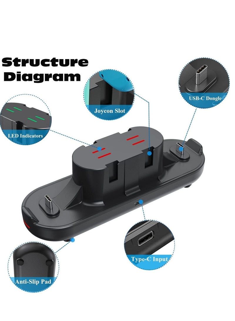 Y&D قاعدة شحن وحدة التحكم متوافقة مع نينتندو سويتش وOLED Model Joycons، شاحن 6 في 1 لأجهزة التحكم Joy-Con وPro PS5 - Image 2