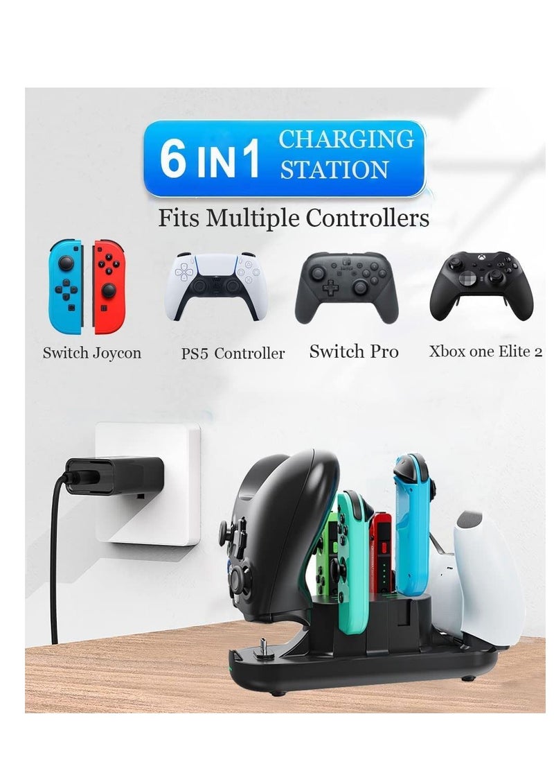 Y&D قاعدة شحن وحدة التحكم متوافقة مع نينتندو سويتش وOLED Model Joycons، شاحن 6 في 1 لأجهزة التحكم Joy-Con وPro PS5 - Image 3