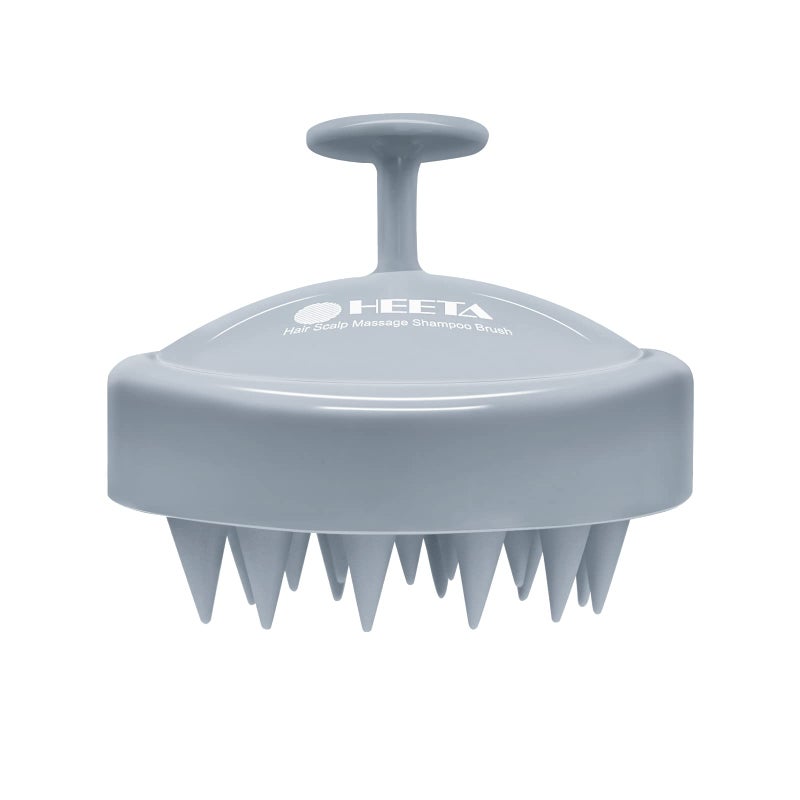 HEETA Scalp Massager Hair Growth, Soft Silicone Scalp Scrubber Shampoo Brush for Exfoliation, Dandruff Removal Head Massage Stress Relax, Wet & Dry Use for Thick Thin Curly Hair Care, Sky Gray - Image 1