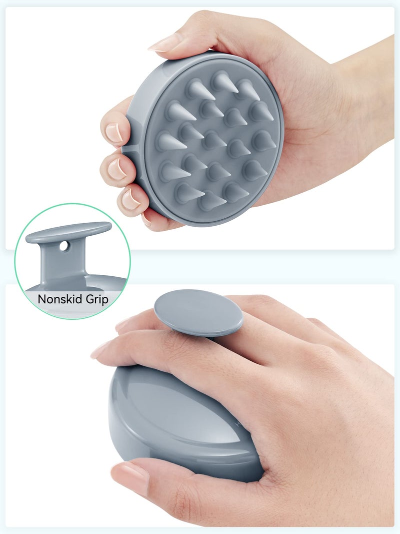 HEETA Scalp Massager Hair Growth, Soft Silicone Scalp Scrubber Shampoo Brush for Exfoliation, Dandruff Removal Head Massage Stress Relax, Wet & Dry Use for Thick Thin Curly Hair Care, Sky Gray - Image 2