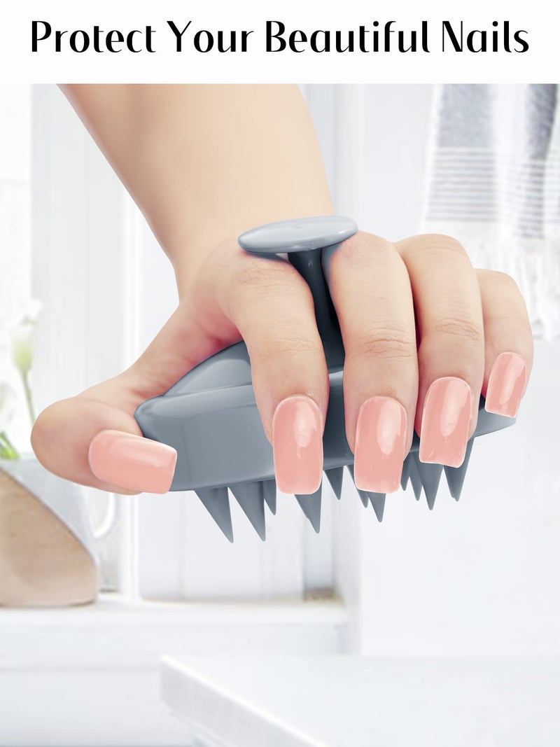 HEETA Scalp Massager Hair Growth, Soft Silicone Scalp Scrubber Shampoo Brush for Exfoliation, Dandruff Removal Head Massage Stress Relax, Wet & Dry Use for Thick Thin Curly Hair Care, Sky Gray - Image 4