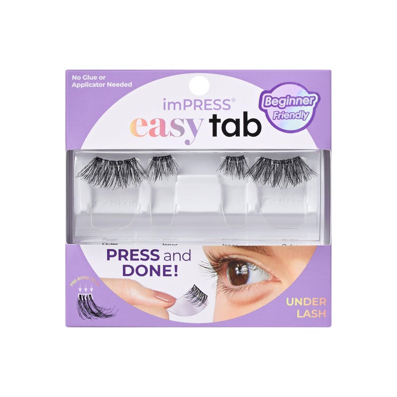 Impress KISS imPRESS Falsies Easy Tab Press On Self Adhesive Eyelashes, Black, 'Demi Wispy', 1 Pair of 8mm-10mm Inner Natural Volume Eyelash Clusters & 1 Pair of 11mm-13mm Outer Half-Lashes with Easy Tabs - Image 1