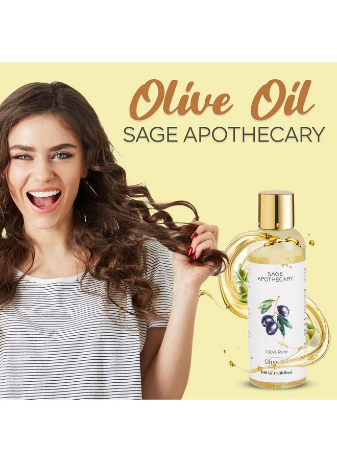 Sage Apothecary Sage Apothecary Pure & Natural Premium Olive Oil, Strengthens Hair Roots, Reduces Wrinkles & Fine Lines from Face, Best for Providing Moisture to Dry Sensitive Skin Pack of 100ML  - Image 5