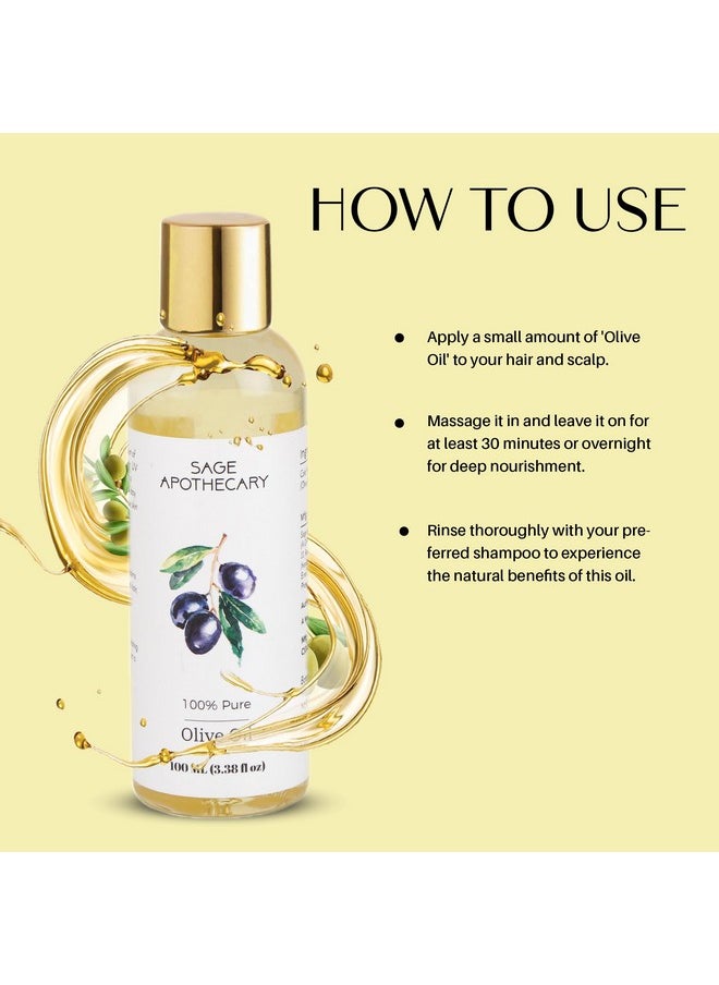 Sage Apothecary Sage Apothecary Pure & Natural Premium Olive Oil, Strengthens Hair Roots, Reduces Wrinkles & Fine Lines from Face, Best for Providing Moisture to Dry Sensitive Skin Pack of 100ML  - Image 4