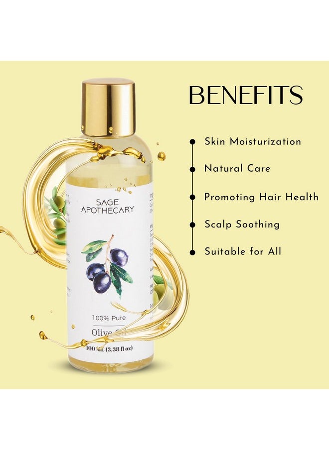 Sage Apothecary Sage Apothecary Pure & Natural Premium Olive Oil, Strengthens Hair Roots, Reduces Wrinkles & Fine Lines from Face, Best for Providing Moisture to Dry Sensitive Skin Pack of 100ML  - Image 3