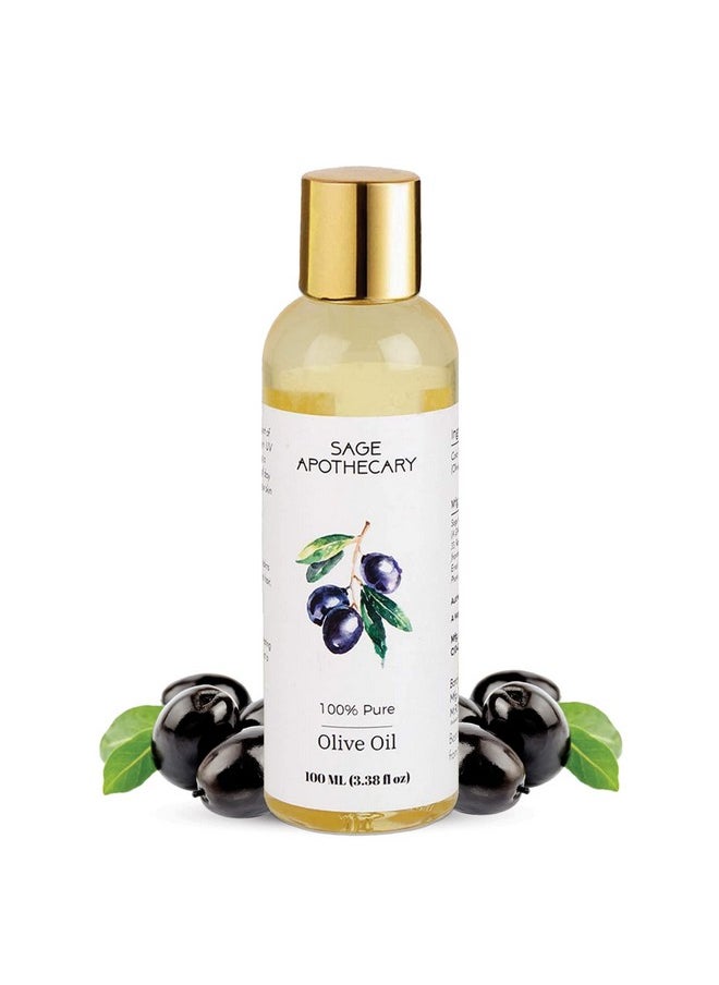 Sage Apothecary Sage Apothecary Pure & Natural Premium Olive Oil, Strengthens Hair Roots, Reduces Wrinkles & Fine Lines from Face, Best for Providing Moisture to Dry Sensitive Skin Pack of 100ML  - Image 1