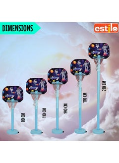Estilo Estilo Basketball for Kids 2 in1 Set with Adjustable Stand | 5 Level Adjustable Height with Stand and Ball | Portable Multi Activity Sports Basketball Game for 2+Year Kids (Space)  - Image 3