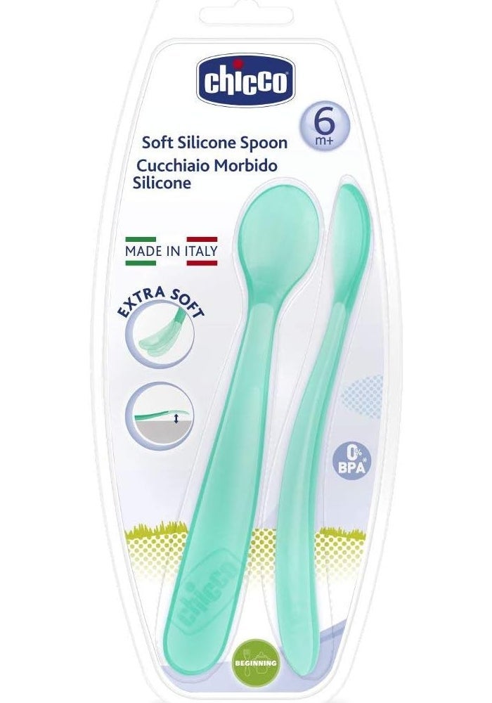 Chicco Soft Silicone Spoon Set - Pink - Image 4