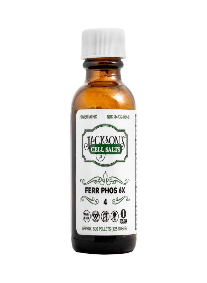 Jackson's #4 Cell Salt Ferr phos 6X (500 Pellet Bottle) – Certified Vegan, Lactose-Free Schuessler Tissue Salt Ferrum phosphoricum 6X (Made in USA) - Image 1