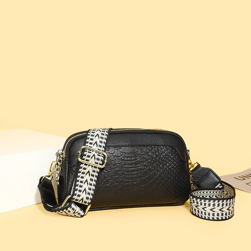 Genuine Leather 2023 New Fashion Retro Top Layer Cow Leather Crocodile Pattern Shoulder Crossbody Elegant Women'S Small Square Bag - Image 2
