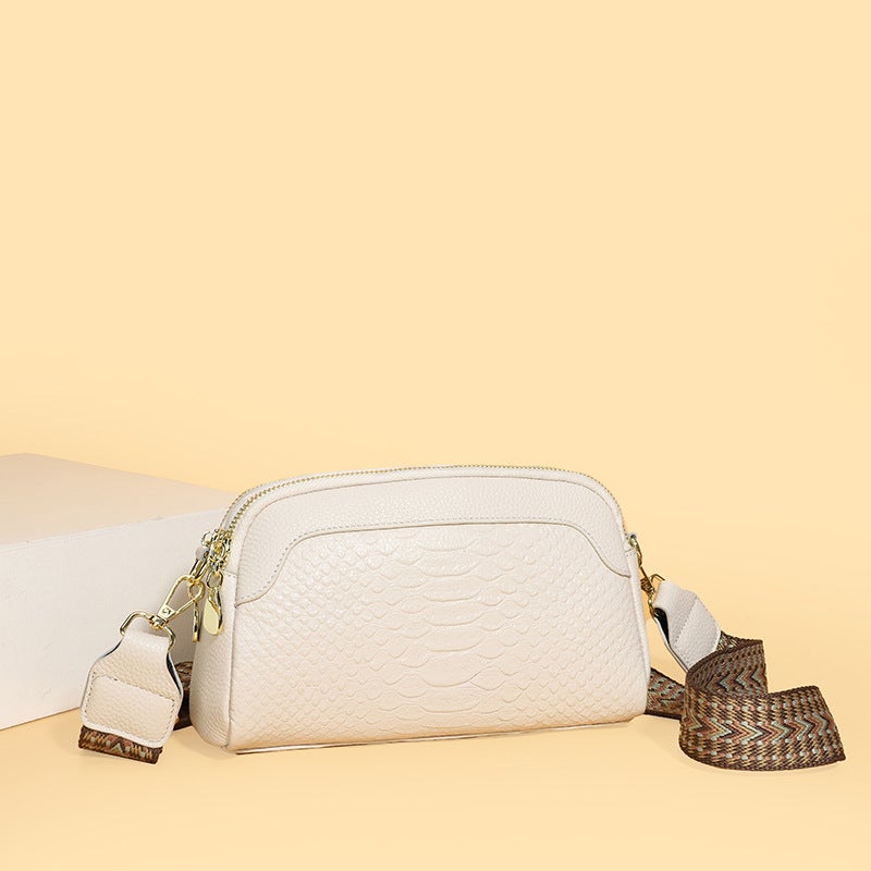 Genuine Leather 2023 New Fashion Retro Top Layer Cow Leather Crocodile Pattern Shoulder Crossbody Elegant Women'S Small Square Bag - Image 4