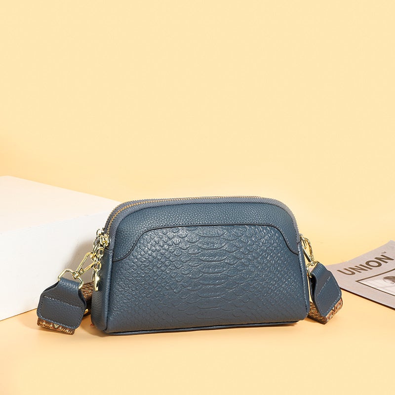 Genuine Leather 2023 New Fashion Retro Top Layer Cow Leather Crocodile Pattern Shoulder Crossbody Elegant Women'S Small Square Bag - Image 3