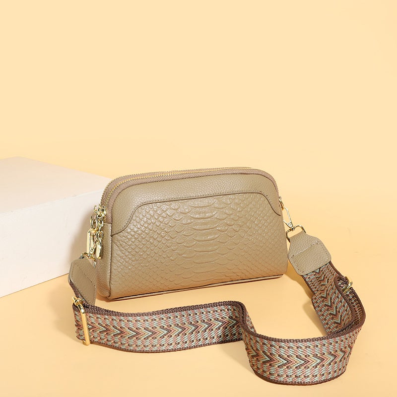 Genuine Leather 2023 New Fashion Retro Top Layer Cow Leather Crocodile Pattern Shoulder Crossbody Elegant Women'S Small Square Bag - Image 5