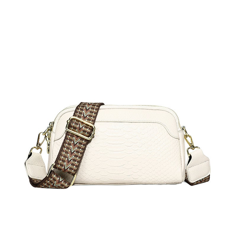 Genuine Leather 2023 New Fashion Retro Top Layer Cow Leather Crocodile Pattern Shoulder Crossbody Elegant Women'S Small Square Bag - Image 1