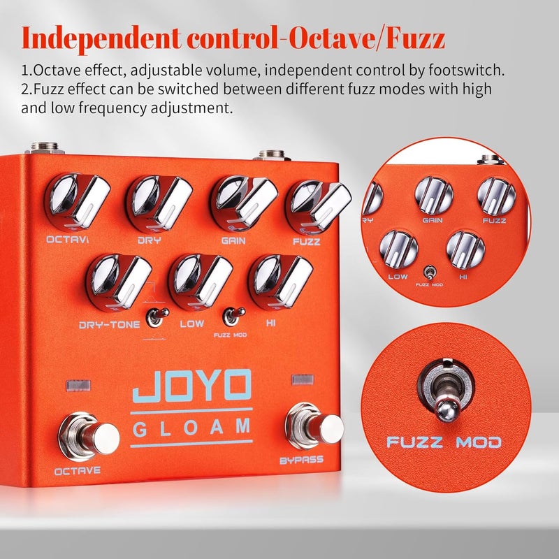 JOYO Bass Guitar Pedals Octave Fuzz Effect Pedal High Gain with Dual Independent Footswitch for Bassist Electric Guitar Bass (GLOAM R-29) - Image 3