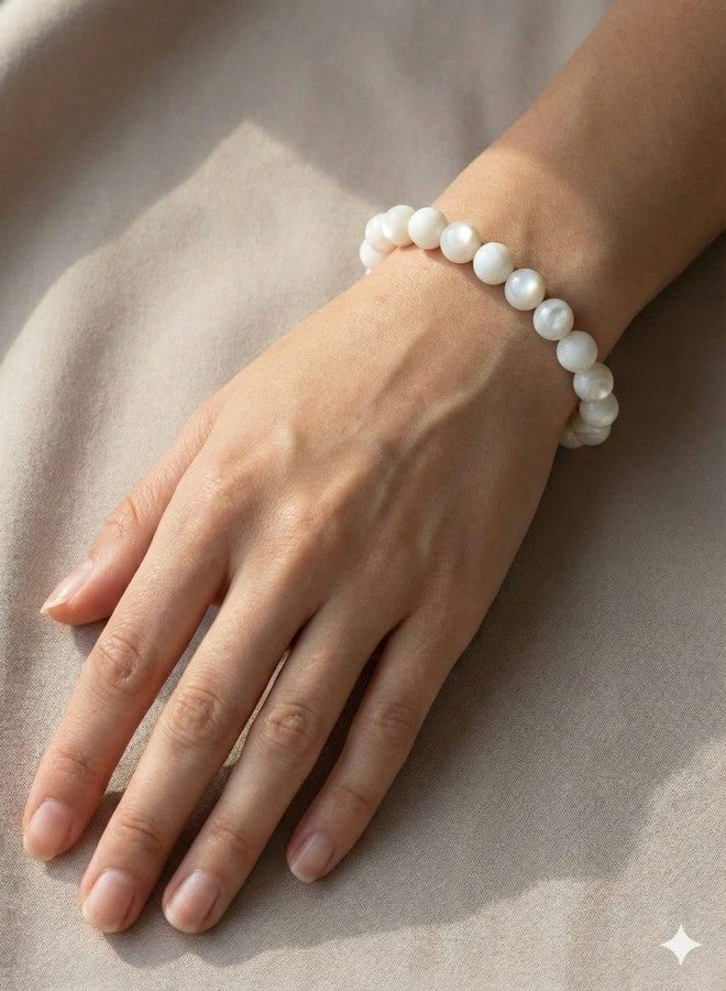 VIRTUAL® Freshwater Pearl Beaded Bracelet for men and women, Elegant Stretch Bracelet with Natural Lustrous Pearls (White) - Image 5