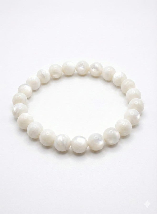 VIRTUAL® Freshwater Pearl Beaded Bracelet for men and women, Elegant Stretch Bracelet with Natural Lustrous Pearls (White) - Image 2