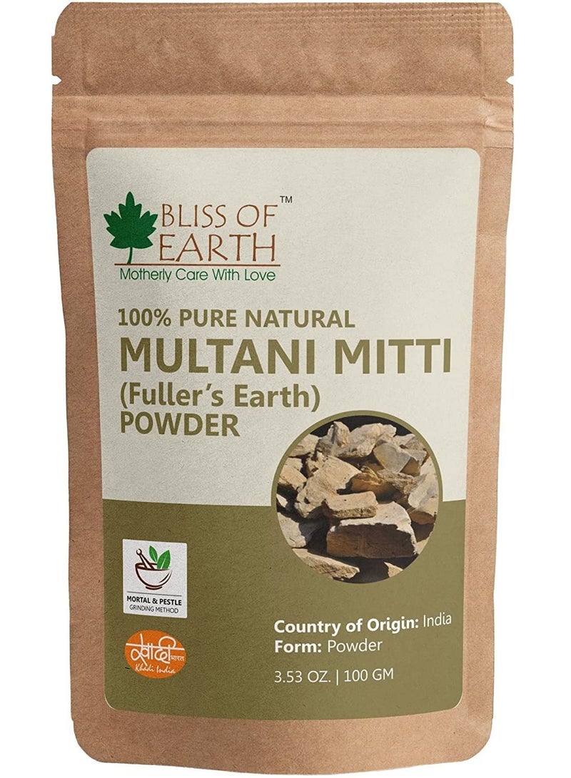 Bliss of Earth Multani Mitti Powder 100g, 100% Pure Fuller’s Earth, Natural Skin Care & Face Pack - Image 1