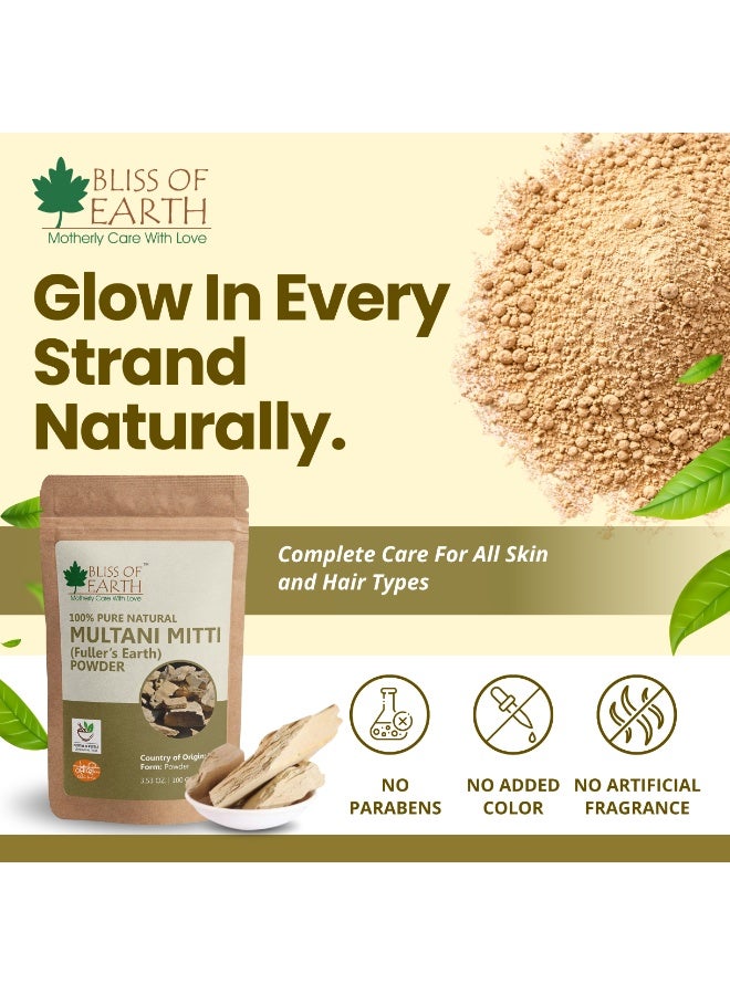 Bliss of Earth Multani Mitti Powder 100g, 100% Pure Fuller’s Earth, Natural Skin Care & Face Pack - Image 4
