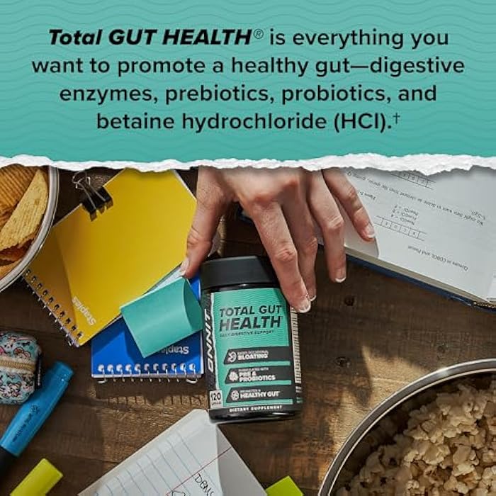 ONNIT Total Gut Health Daily Digestive Support, IGEN™ Non-GMO Tested Digestion Supplement for Women and Men with 7 Strains of Probiotics, Prebiotics, Enzymes and Betaine HCL, 60 Count - Image 5