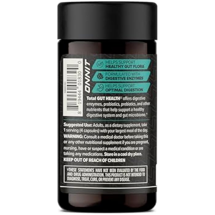ONNIT Total Gut Health Daily Digestive Support, IGEN™ Non-GMO Tested Digestion Supplement for Women and Men with 7 Strains of Probiotics, Prebiotics, Enzymes and Betaine HCL, 60 Count - Image 2