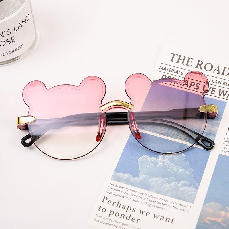Generic Kids Bear Sunglasses UV Protection Gradient Pink and White 