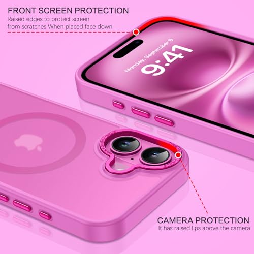 BENTOBEN Compatible with iPhone 16 Plus Case for Magnetic iPhone 16 Plus Phone Case [Compatible with Magsafe] Slim Translucent Matte Shockproof Bumper Drop Protection Girl Women Boy Cover, New Pink - Image 5